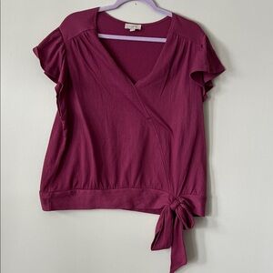 LOFT Deep Magenta Wrap Blouse